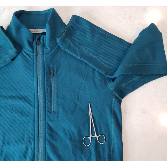 NWT ICEBREAKER RealFleece Descender LS Full Zip Wool Jacket Green Men's Large - Picture 15 of 16